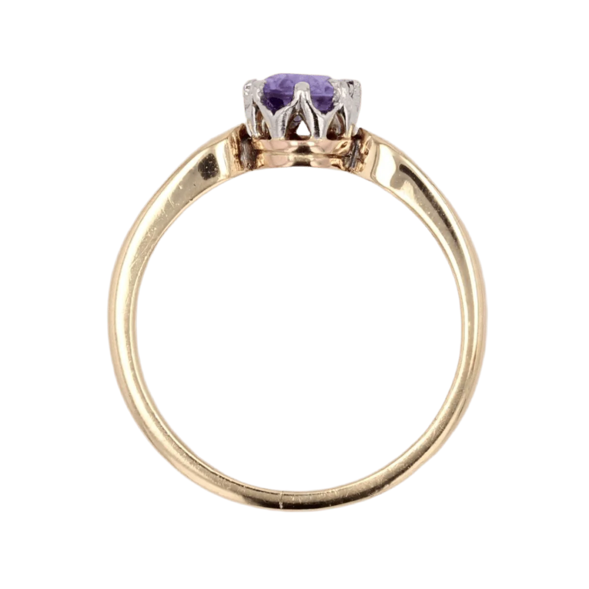 Bague Solitaire en or jaune, or blanc et saphir - Image 6