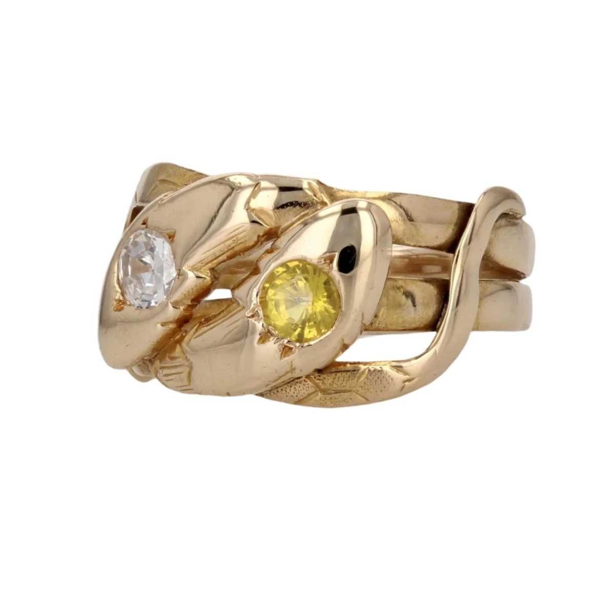 Bague Jonc en or jaune, saphir et diamant - Image 2