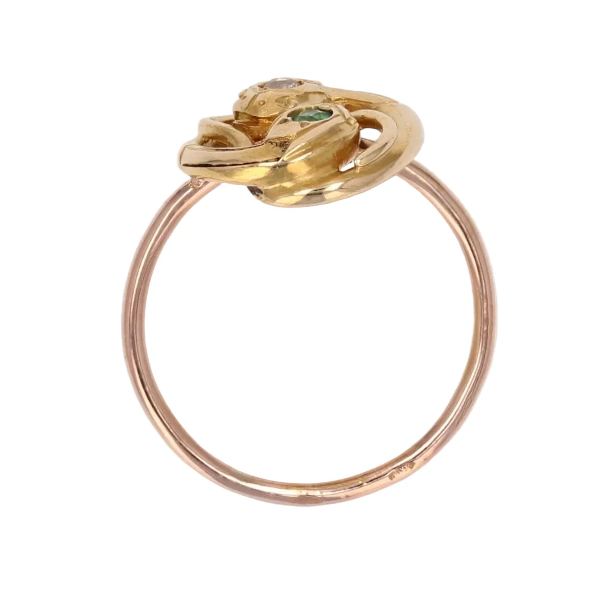 Bague Toi & Moi en or jaune, or rose, émeraude et diamant - Image 6