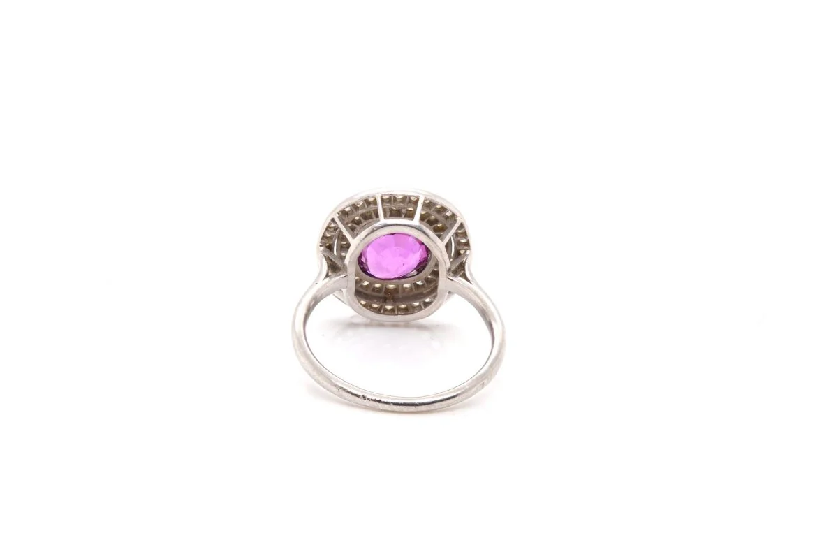Bague ancienne sertie d'un saphir rose et de diamants - Image 5