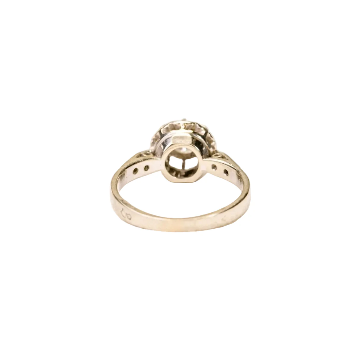 Bague ancienne, solitaire diamant en serti illusion, en or blanc et platine - Image 5