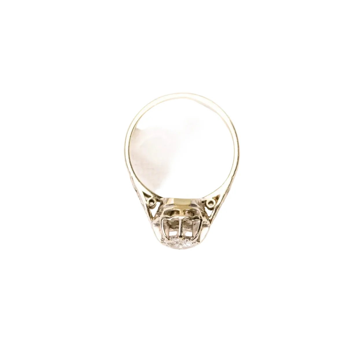 Bague ancienne, solitaire diamant en serti illusion, en or blanc et platine - Image 6
