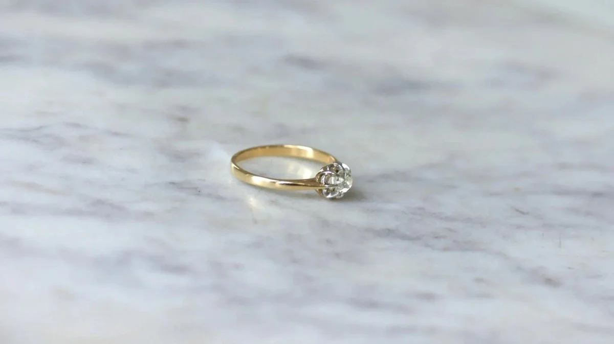 Solitaire Ancien Diamant 0,35Ct Or et Platine - Image 6