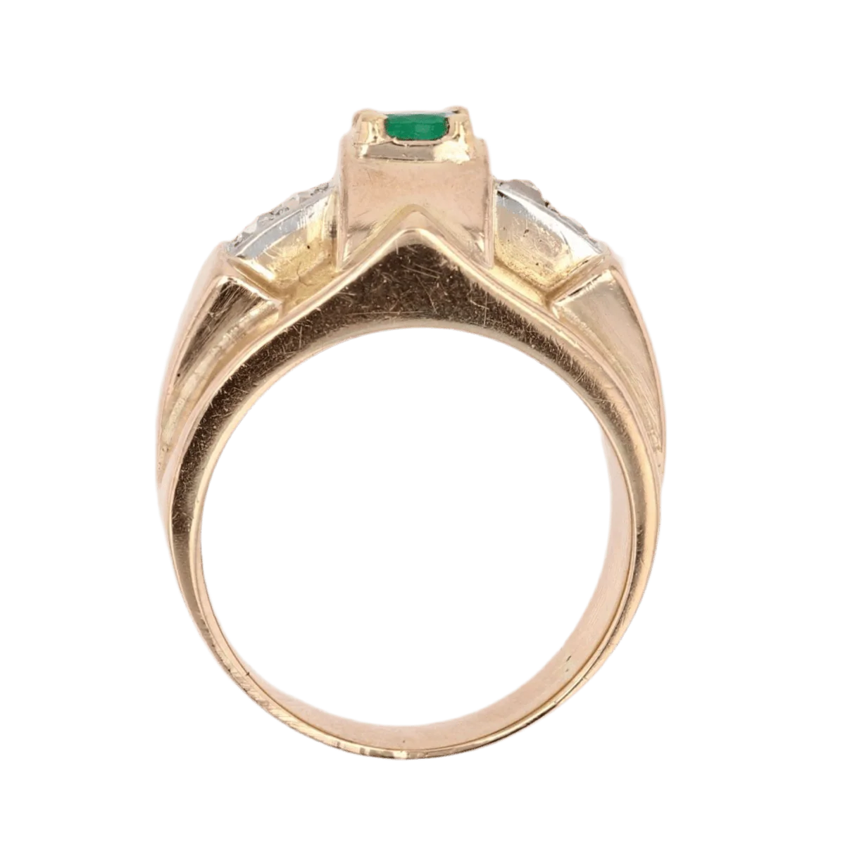 Bague Tank en or rose, platine, émeraude et diamants - Image 5