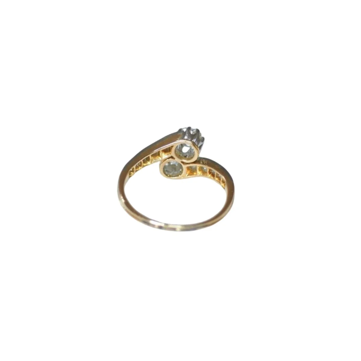 Bague Toi et Moi en or jaune, platine, et diamants - Image 5