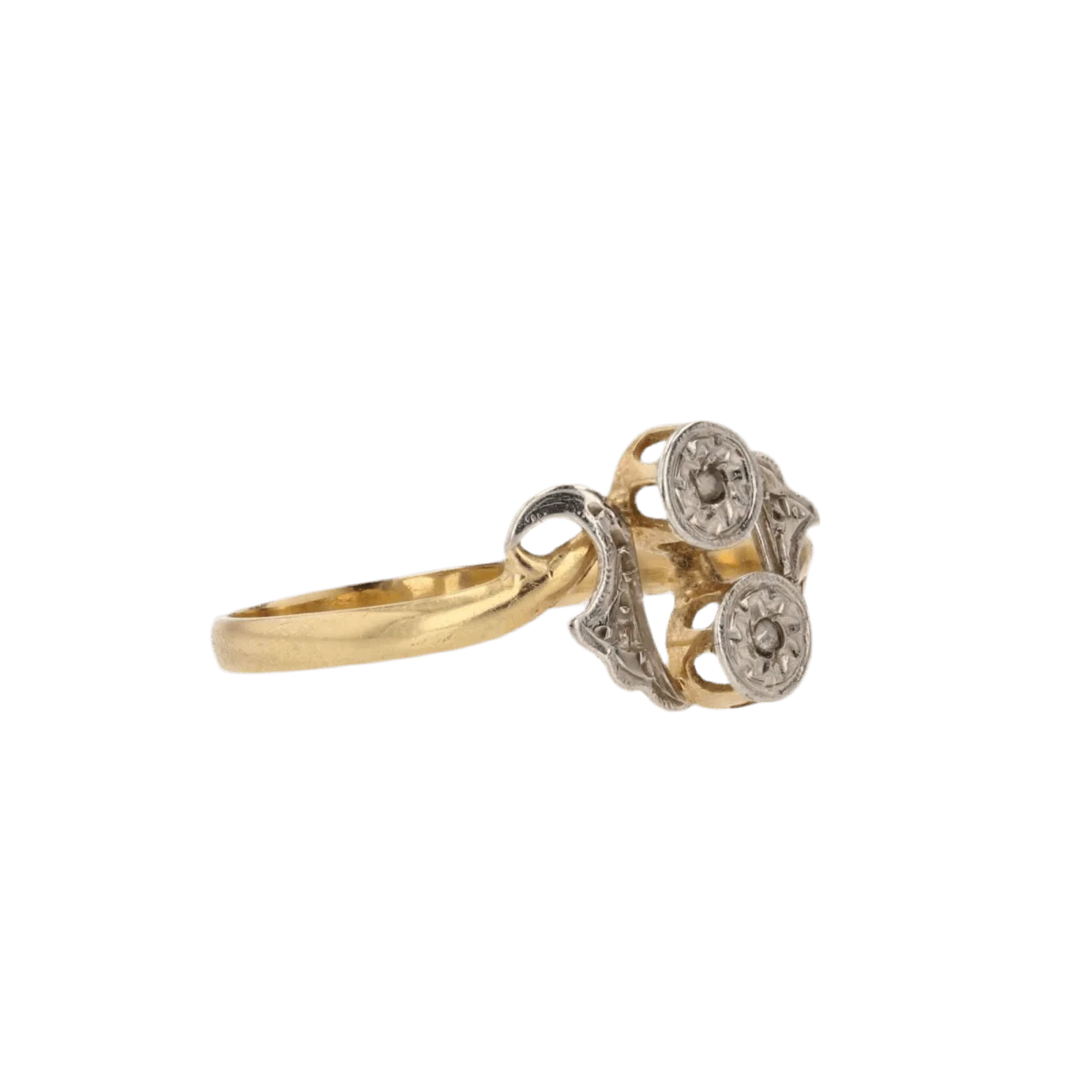 Bague Toi & Moi en or jaune et diamants - Image 5