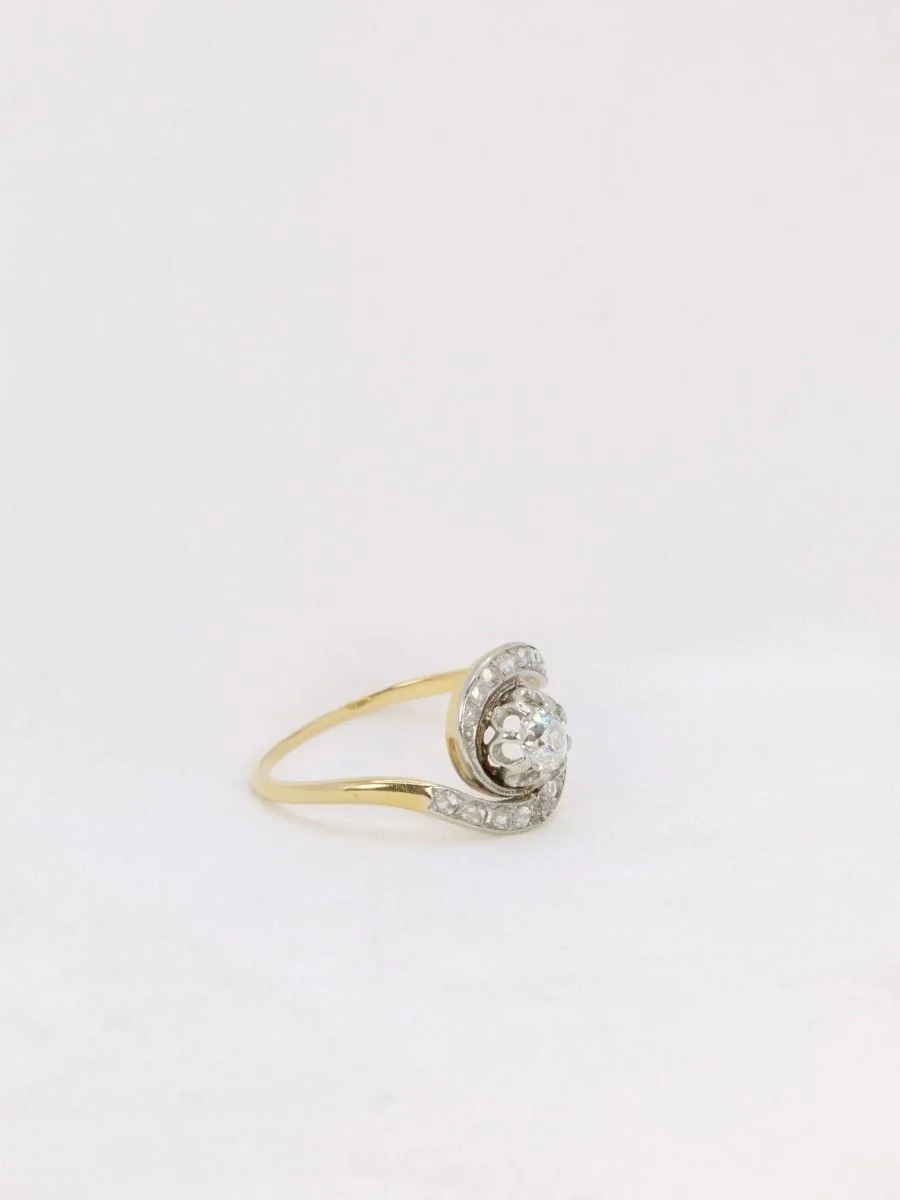 Bague tourbillon en or et diamant taille ancienne - Image 7