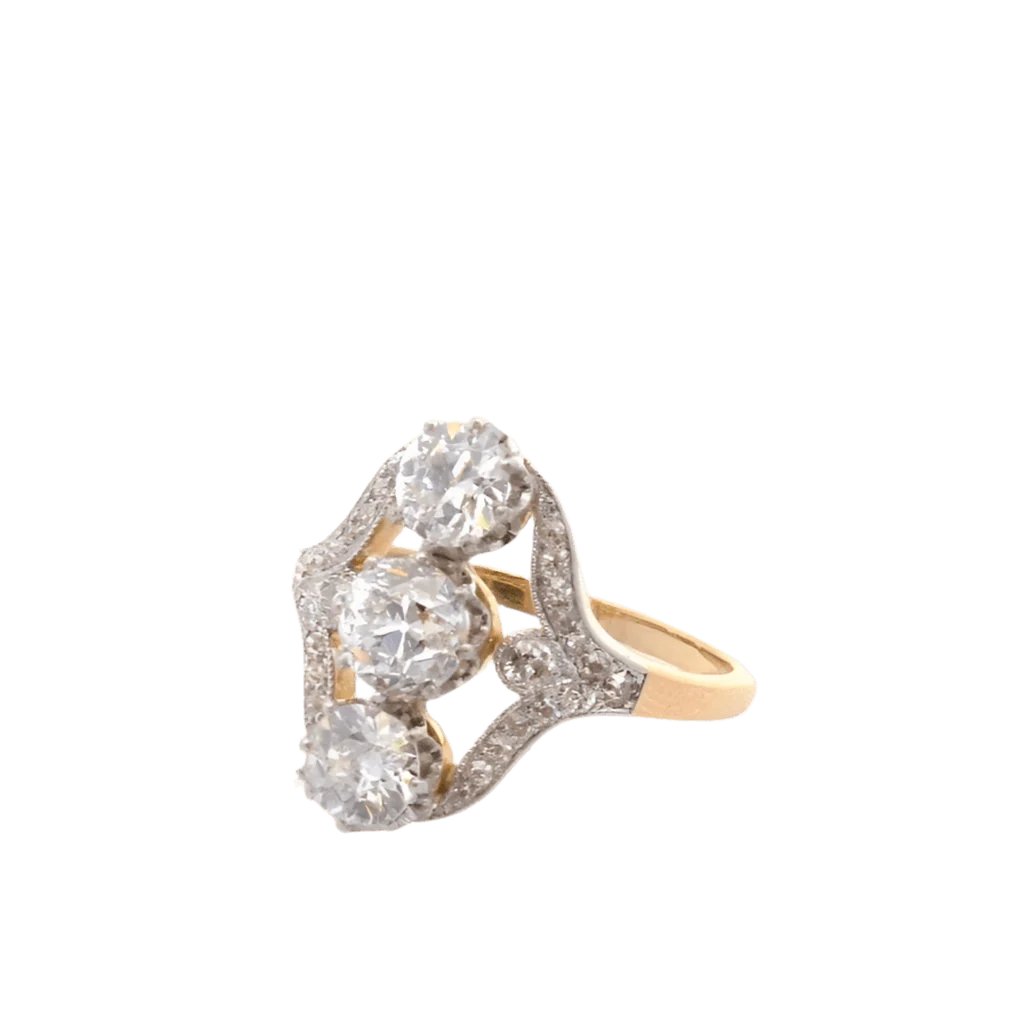 Bague Trilogie en or jaune et diamants - Image 2