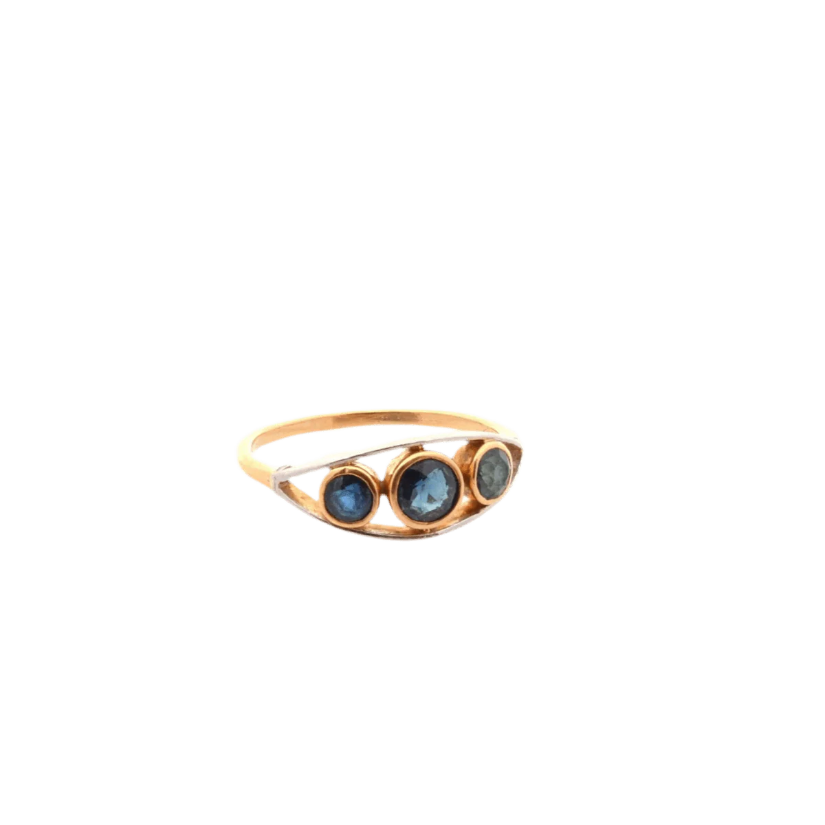Bague Trilogie en or jaune et saphirs - Image 4