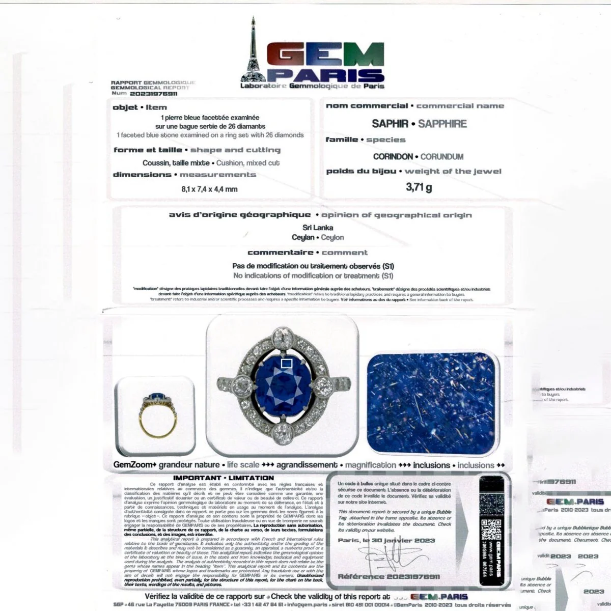Bague années 1920, saphir Ceylan, diamants taille ancienne - Image 9