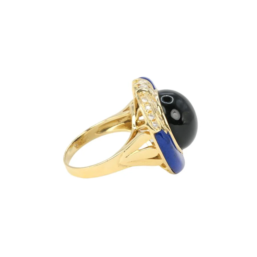 Bague en or jaune, onyx, lapis-lazuli et diamants - Image 3