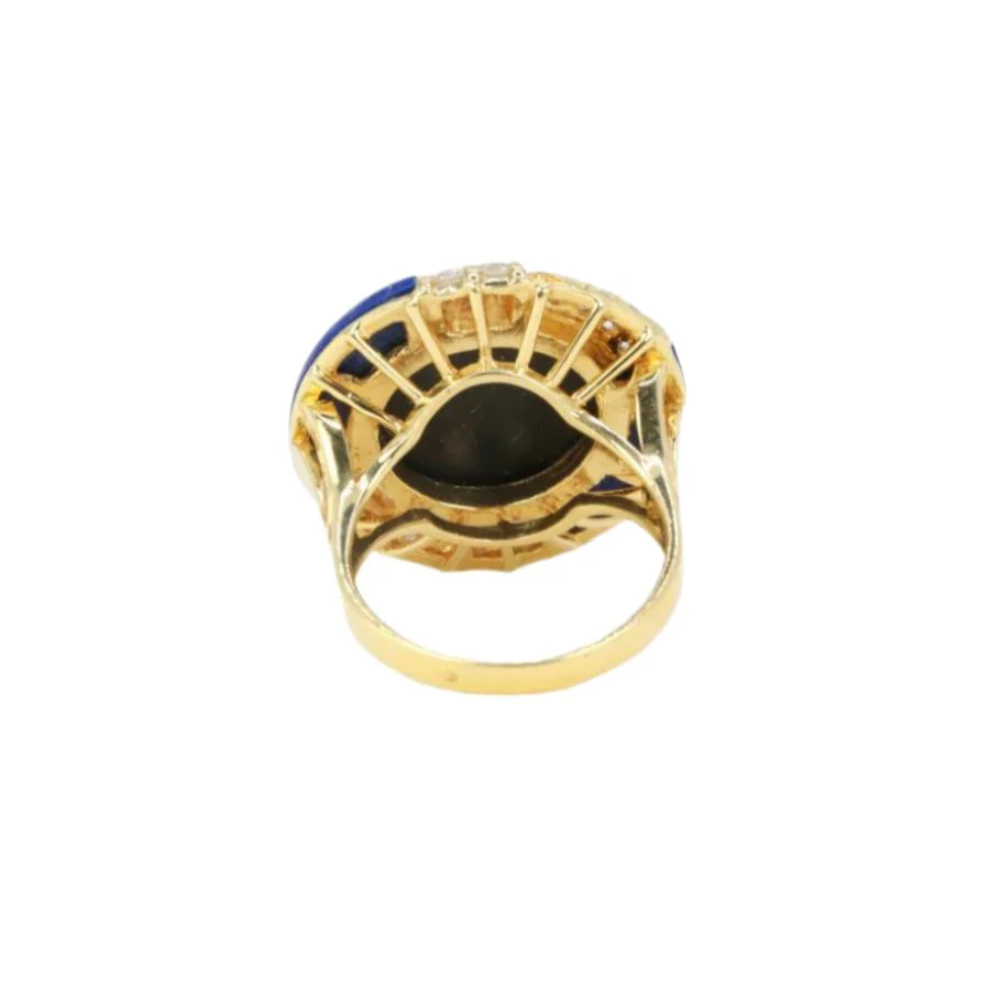 Bague en or jaune, onyx, lapis-lazuli et diamants - Image 4