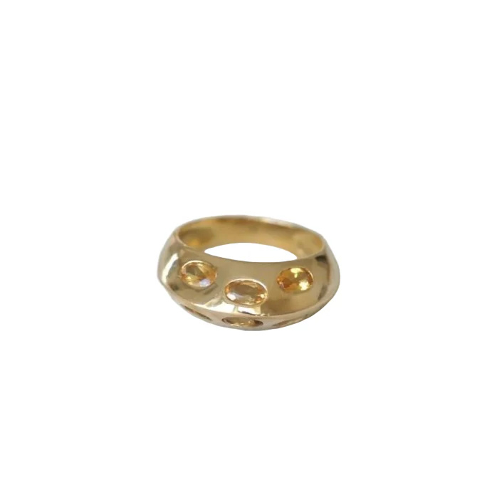 Bague Jonc pyramidale en or jaune et citrines