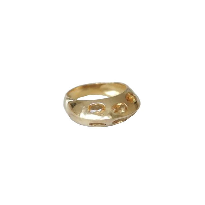 Bague Jonc pyramidale en or jaune et citrines - Image 3