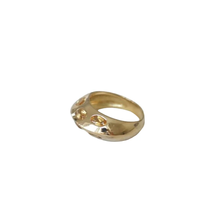 Bague Jonc pyramidale en or jaune et citrines - Image 4