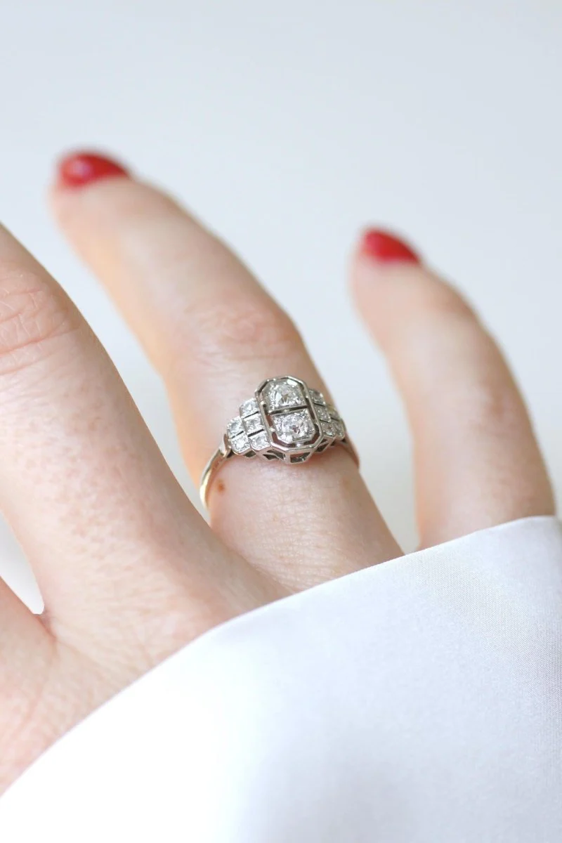 Bague Art Déco Diamants sur Platine