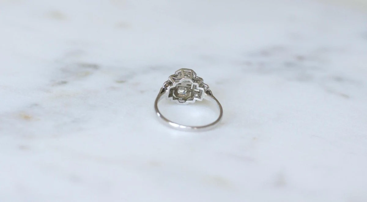 Bague Art Déco Diamants sur Platine - Image 9