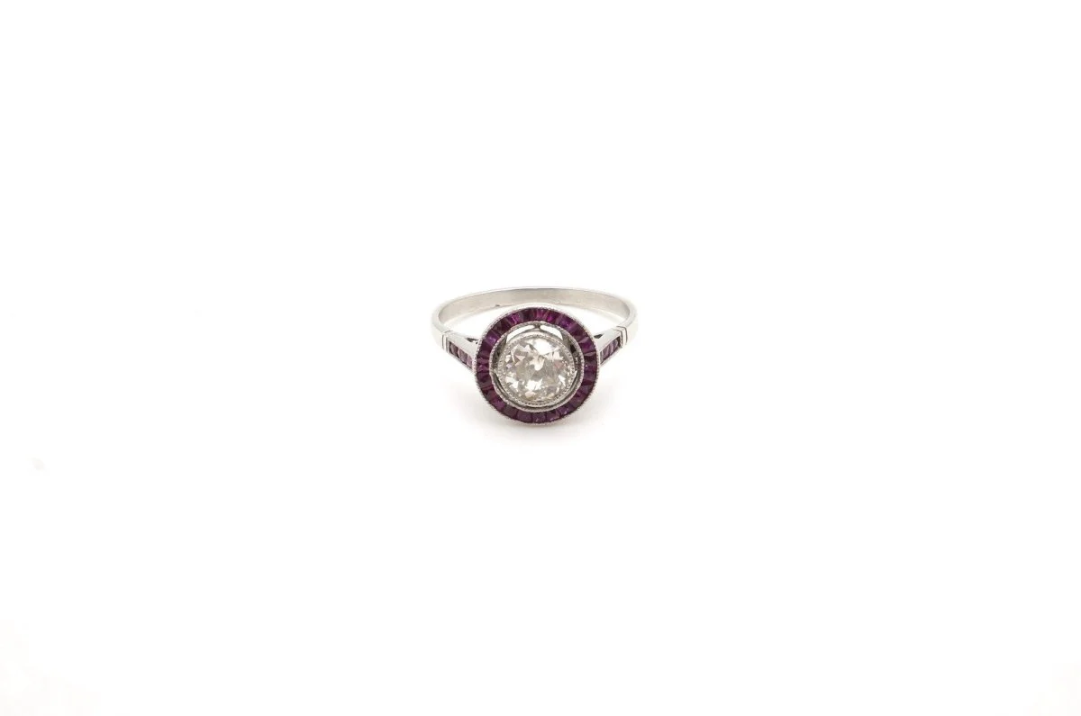 Bague Solitaire Art Déco 1930 diamants en platine