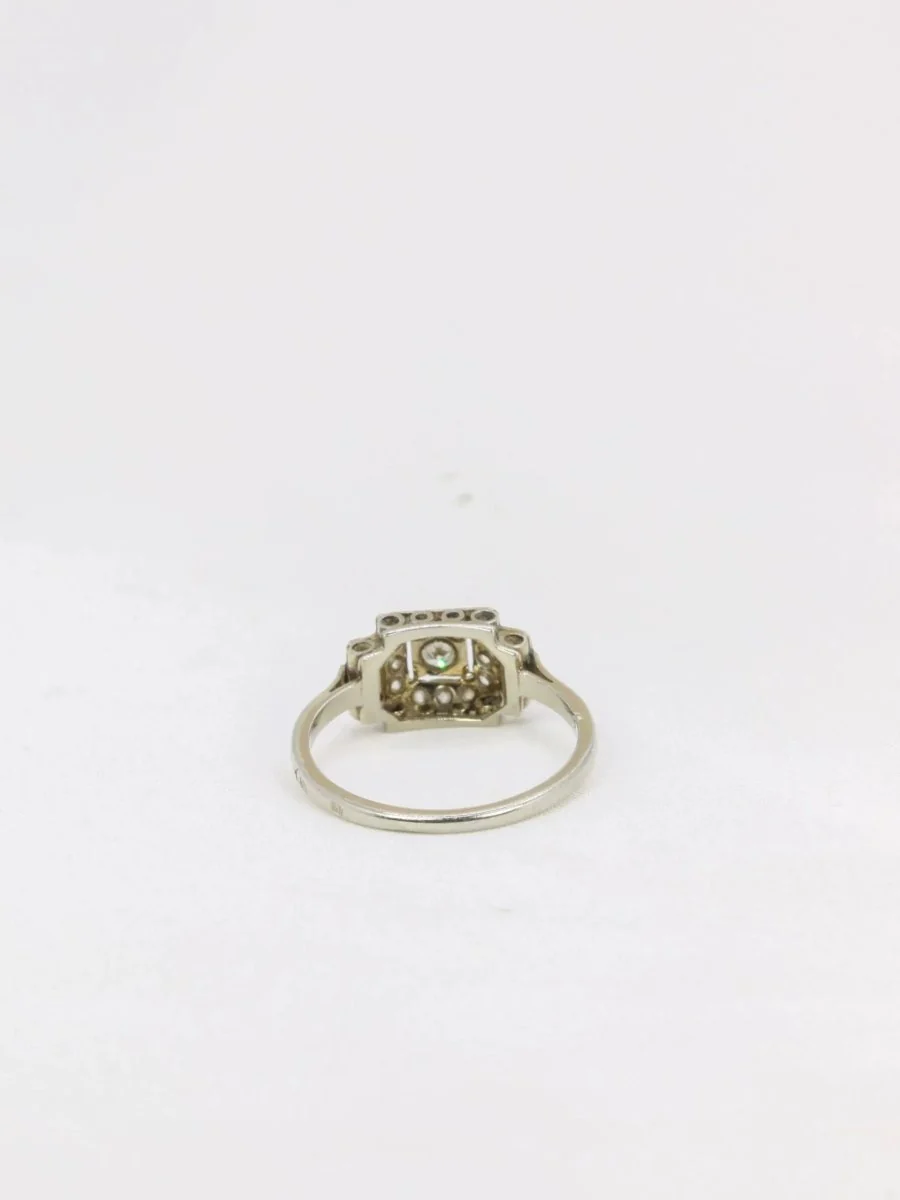 Bague Art Deco gradins or blanc platine diamants 0,15 ct - Image 5