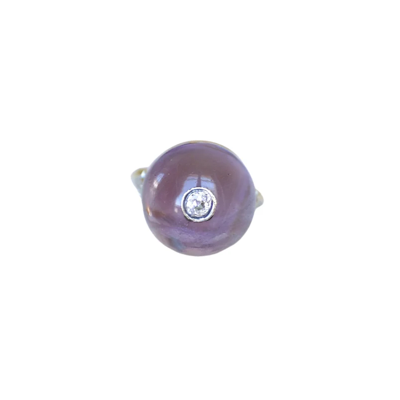 Bague Art Déco Cabochon d'Améthyste et Diamant