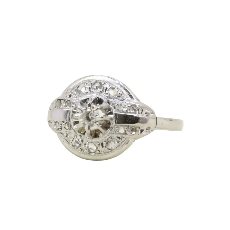 Bague Entourage en or blanc, platine et diamants - Image 3