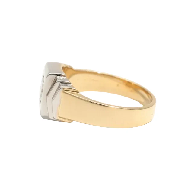 Bague Chevalière en or blanc, or jaune et diamant - Image 4