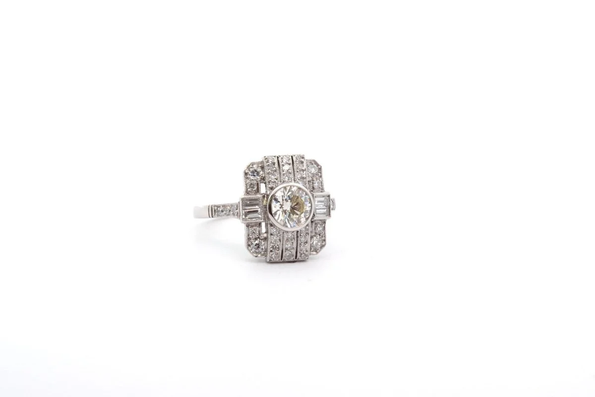 Bague art déco diamant 0,70ct L/SI2 en platine - Image 4