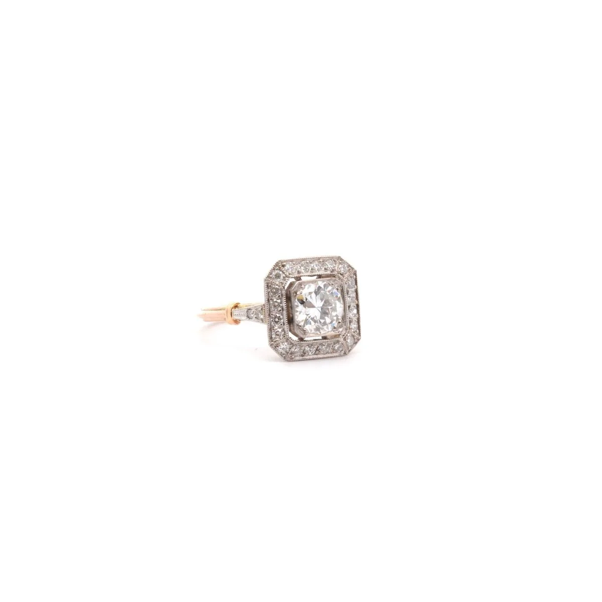 Bague en or jaune, platine et diamants - Image 4