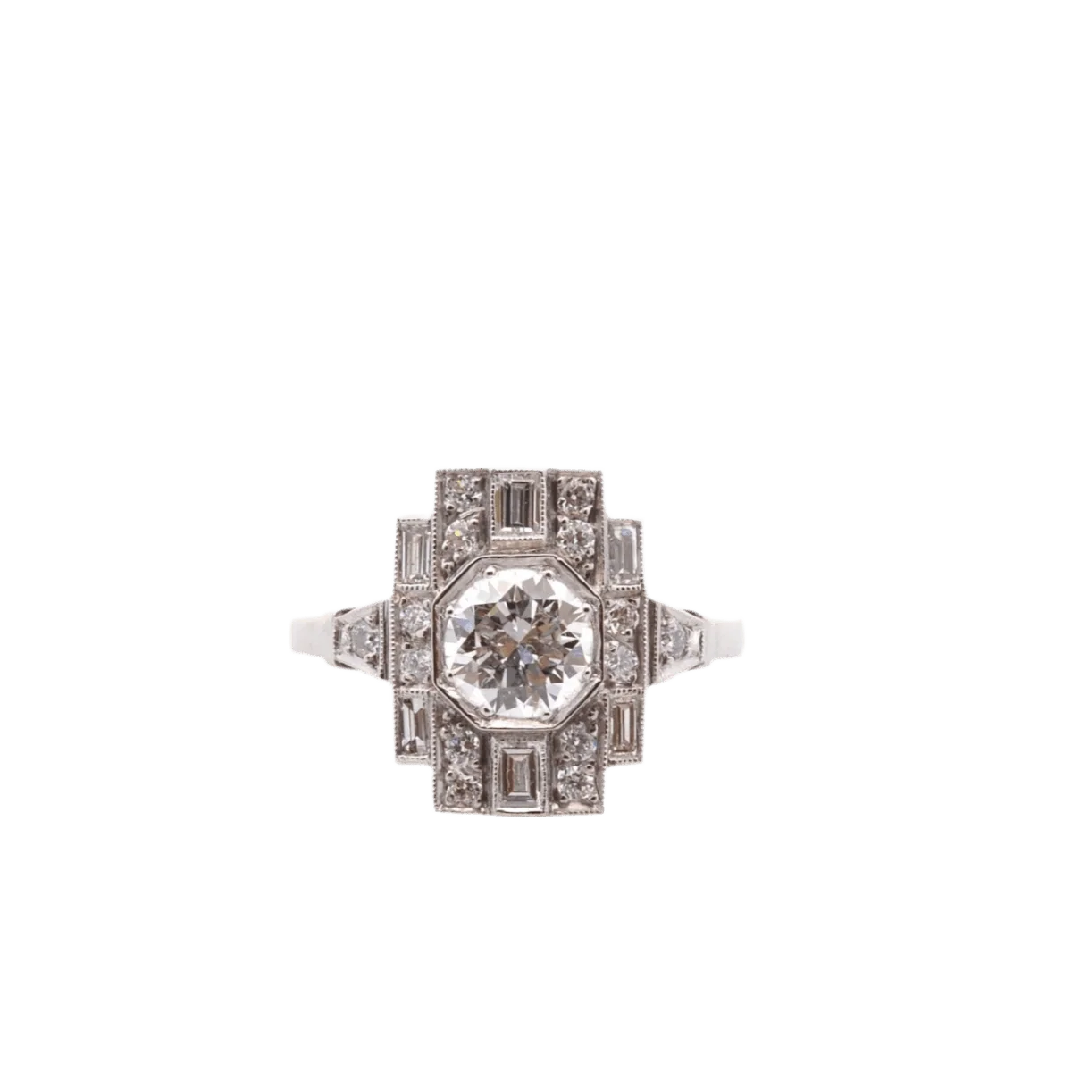 Bague Entourage en platine et diamants