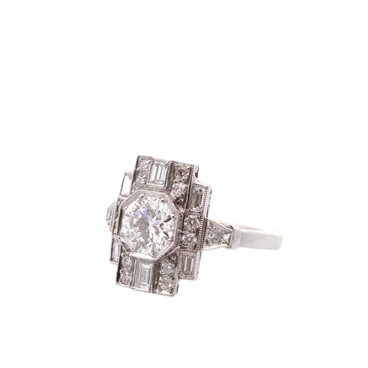 Bague Entourage en platine et diamants - Image 2