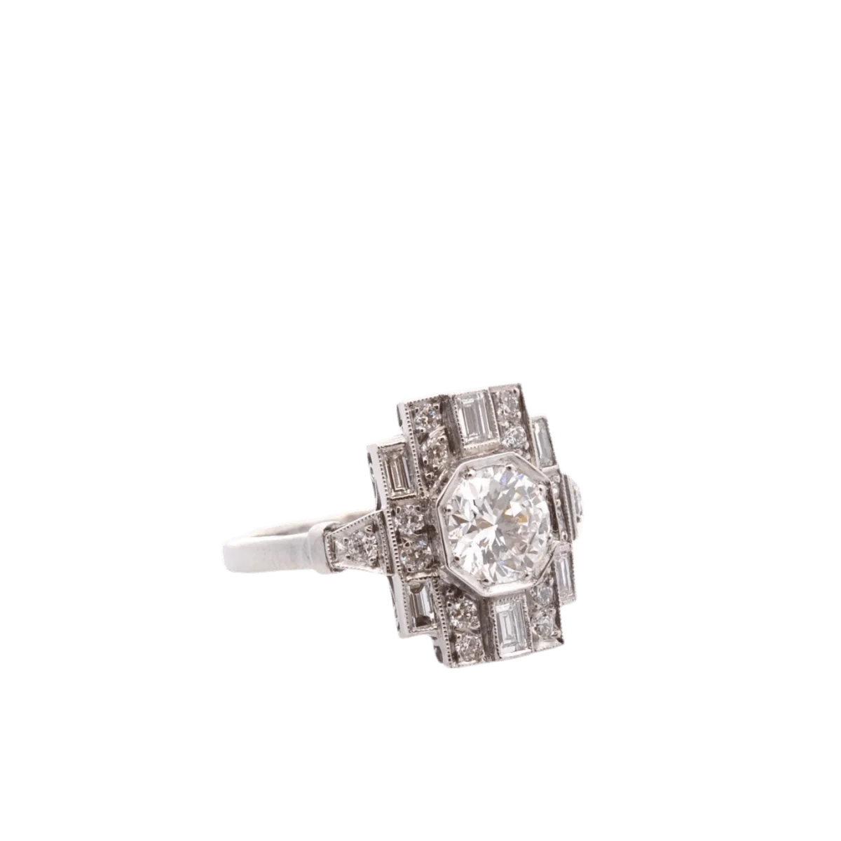 Bague Entourage en platine et diamants - Image 4
