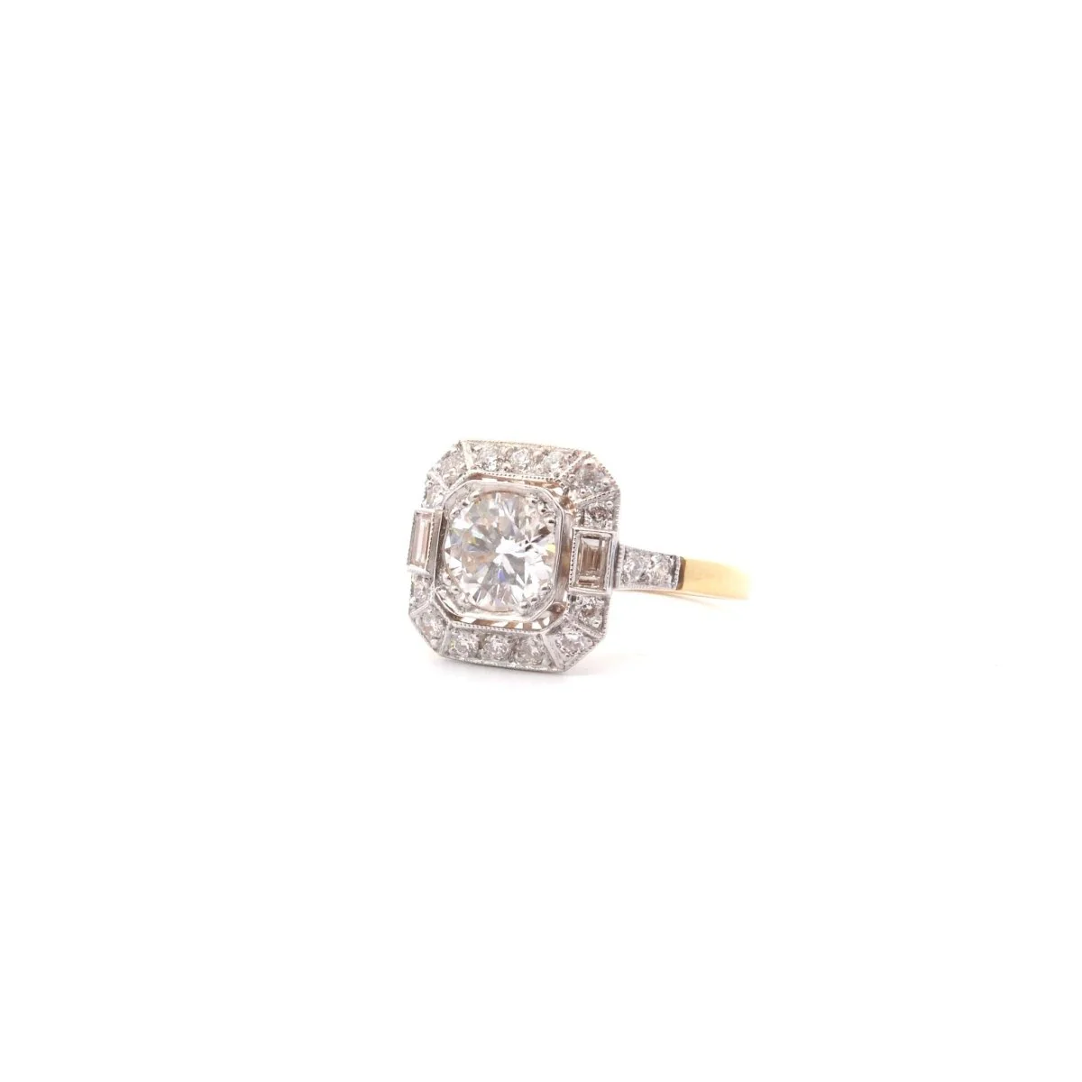 Bague en or jaune, platine et diamants - Image 2