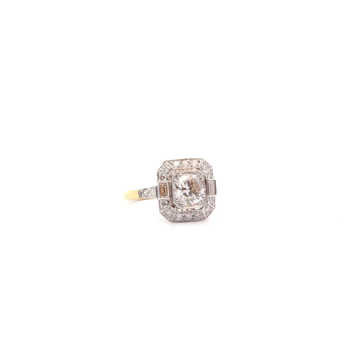 Bague en or jaune, platine et diamants - Image 4