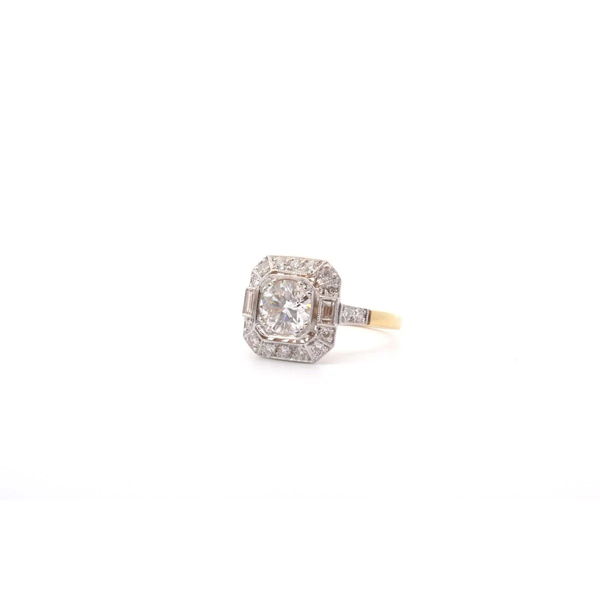 Bague en or jaune, platine et diamants - Image 5