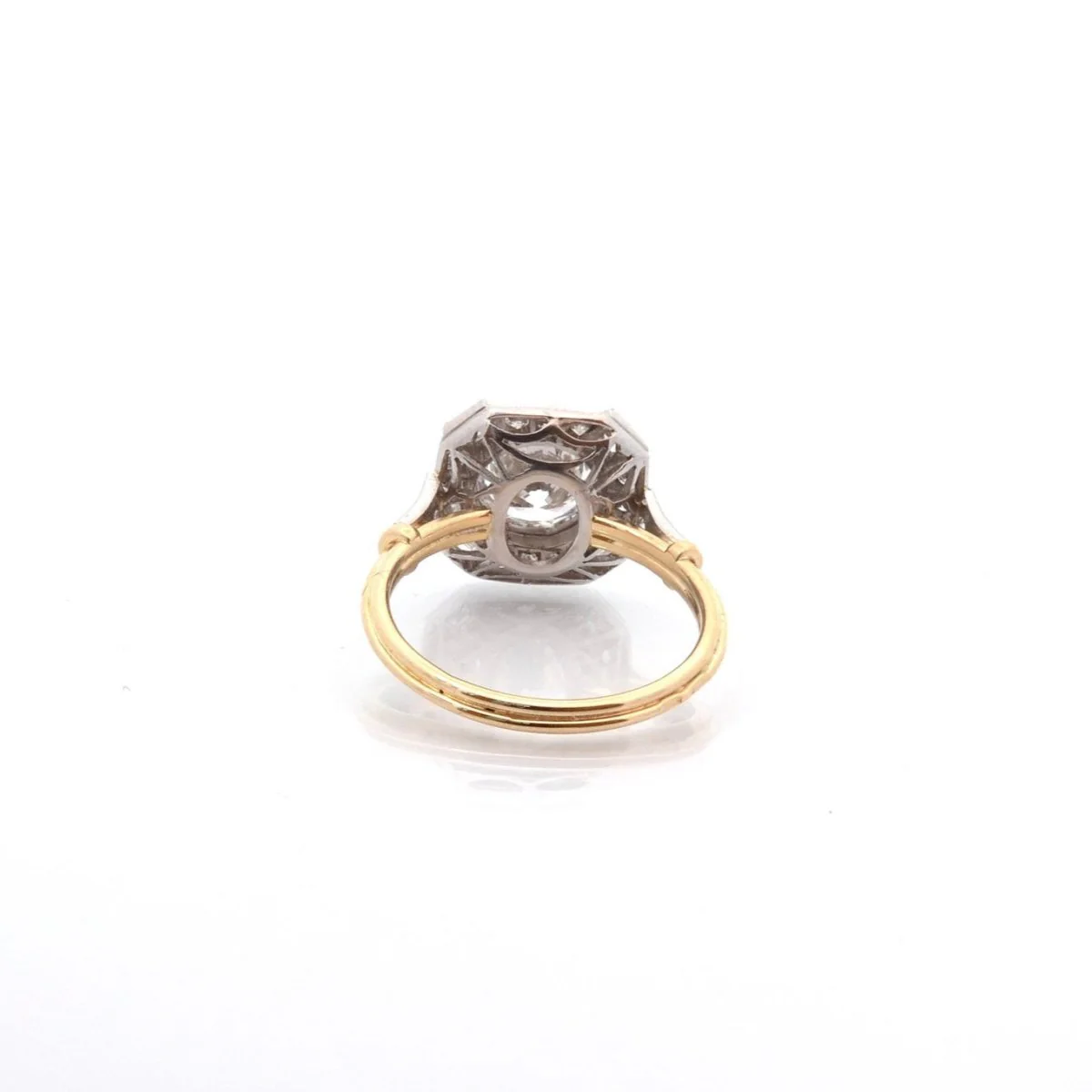 Bague Art Déco en or jaune, platine et diamants - Image 3