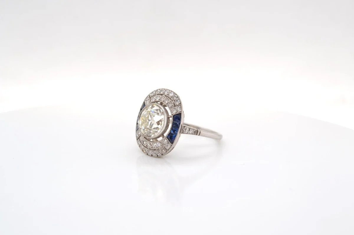 Bague Art Déco en diamant, saphirs et platine - Image 3