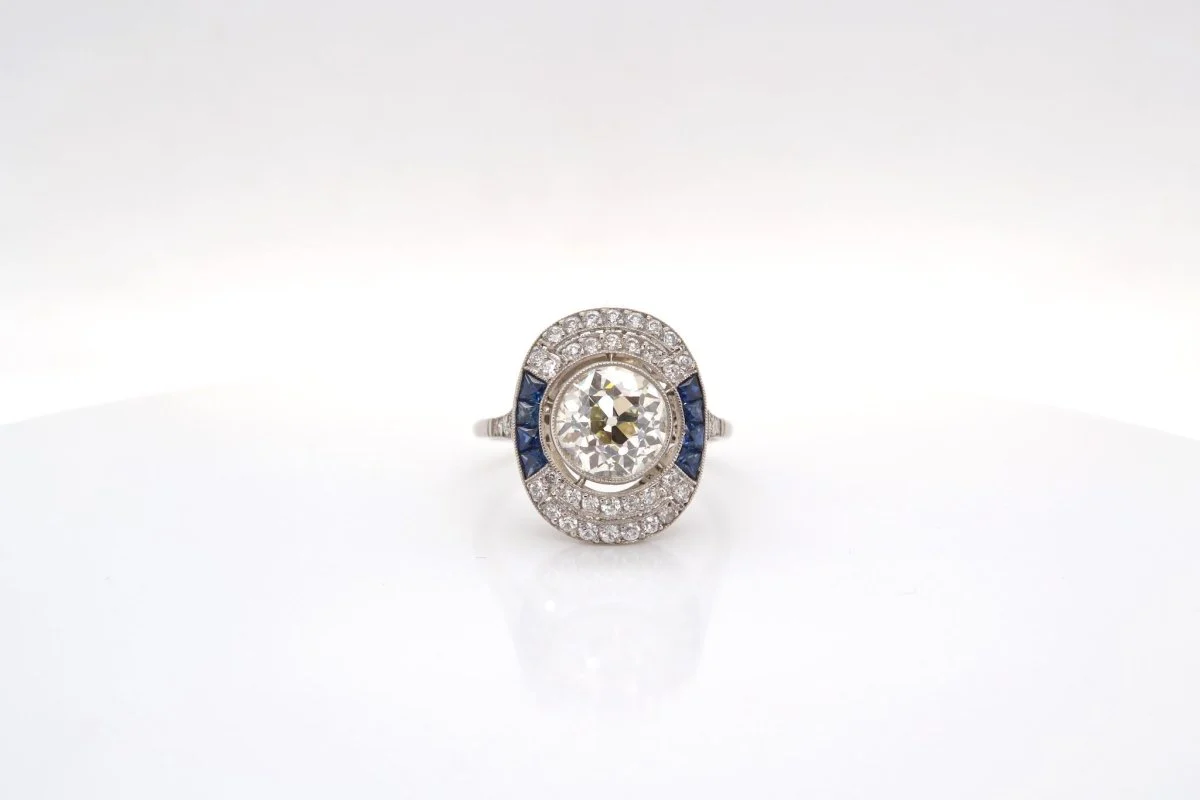 Bague Art Déco en diamant, saphirs et platine - Image 5