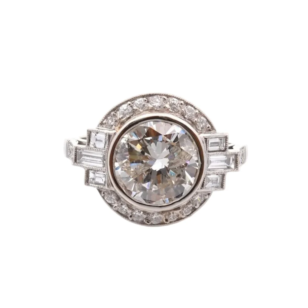 Bague Entourage en platine et diamants