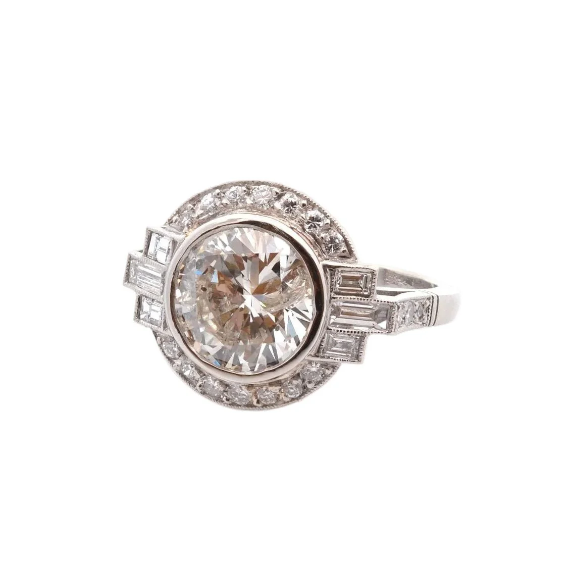 Bague Entourage en platine et diamants - Image 2