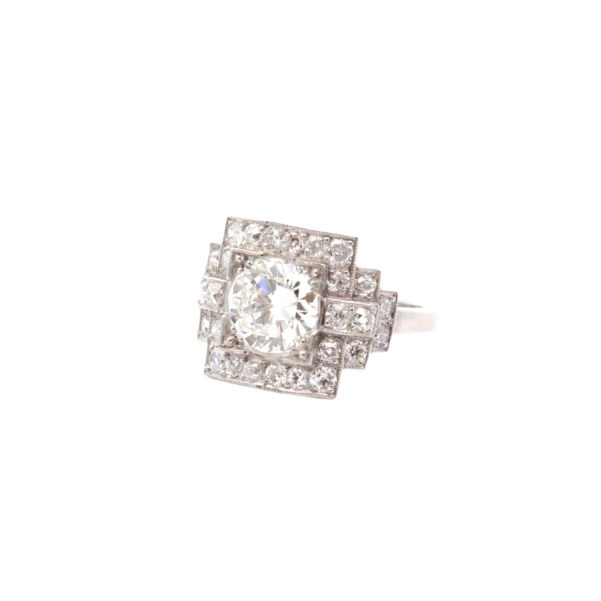 Bague Entourage en platine et diamants - Image 3