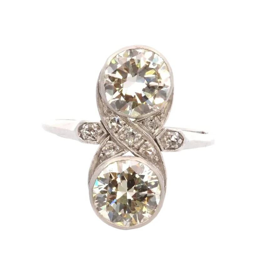 Bague Toi & Moi en platine et diamants