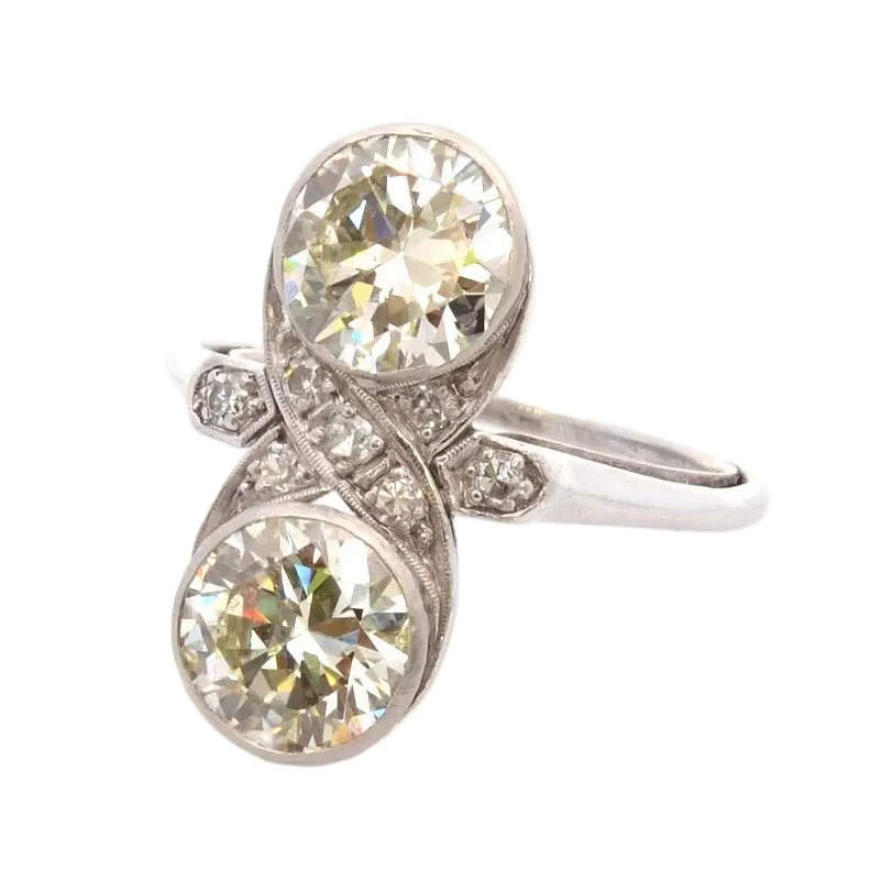 Bague Toi & Moi en platine et diamants - Image 2