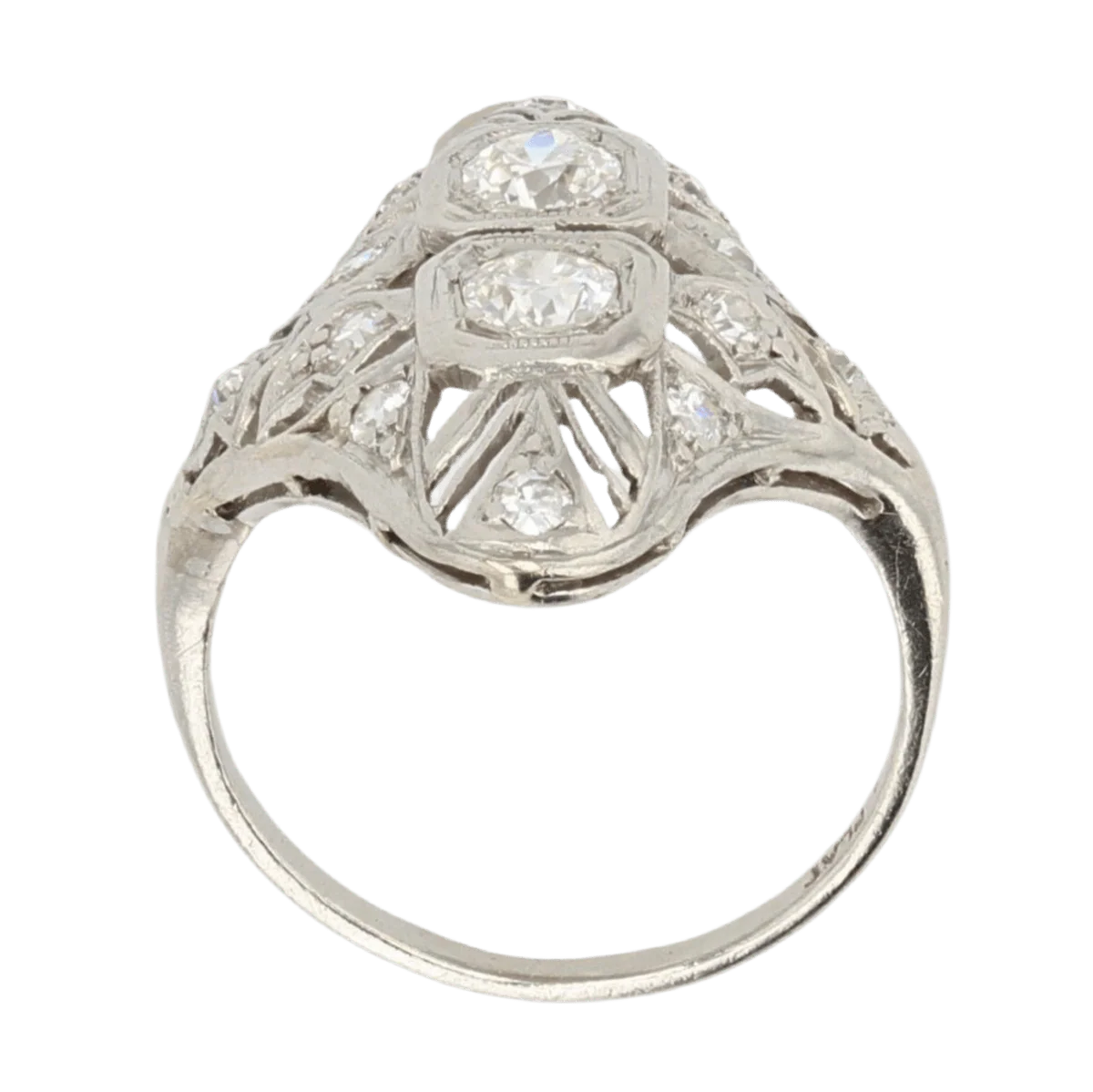 Bague Marquise en platine et diamants - Image 6