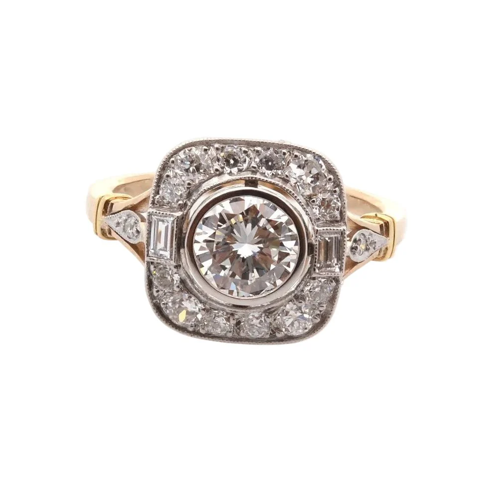 Bague Pompadour en or jaune, platine et diamants