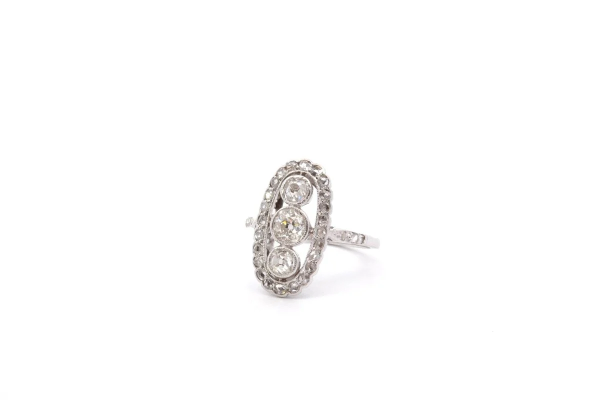 Bague art déco diamants en platine - Image 3
