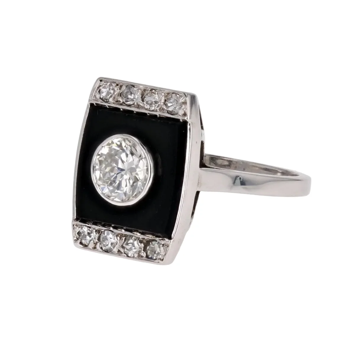 Bague en platine, onyx et diamants - Image 3