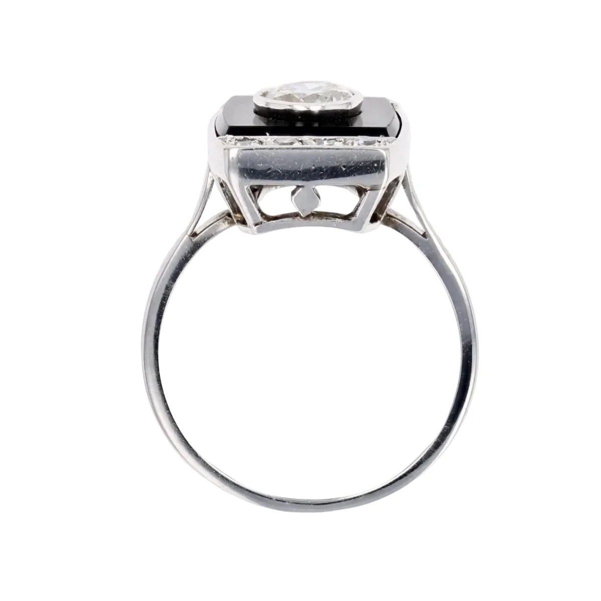 Bague en platine, onyx et diamants - Image 6