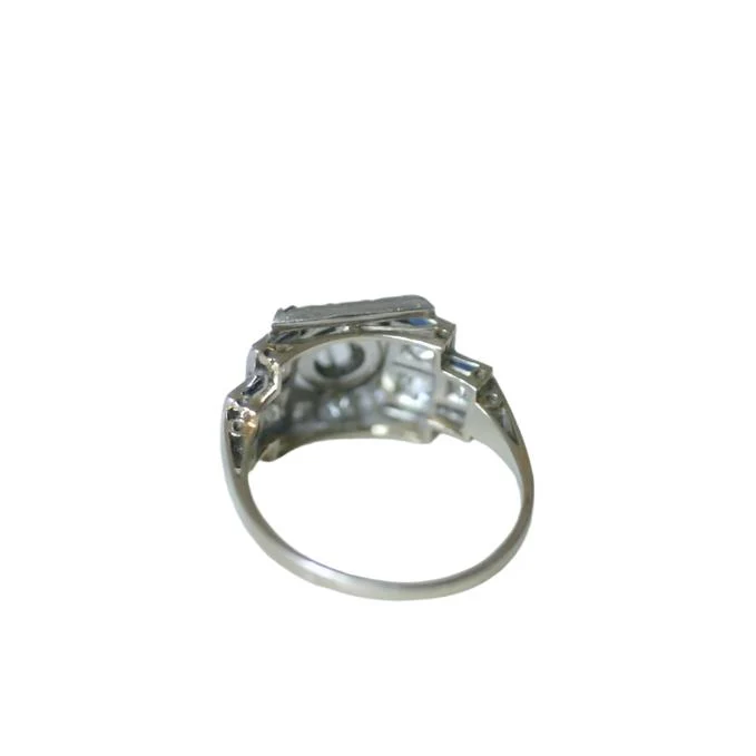 Bague Art Déco en or blanc, platine, diamants et saphirs - Image 5