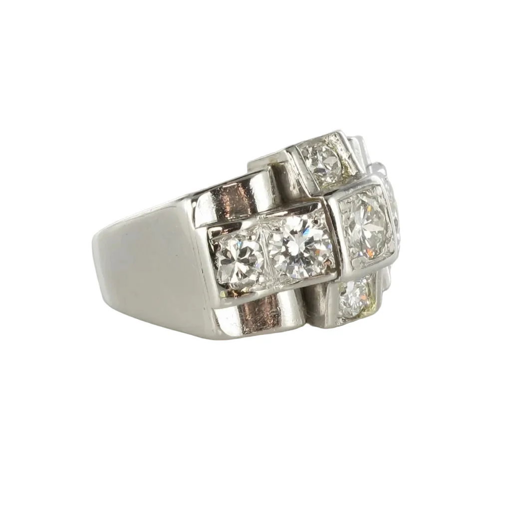 Bague Tank en platine et diamants - Image 4