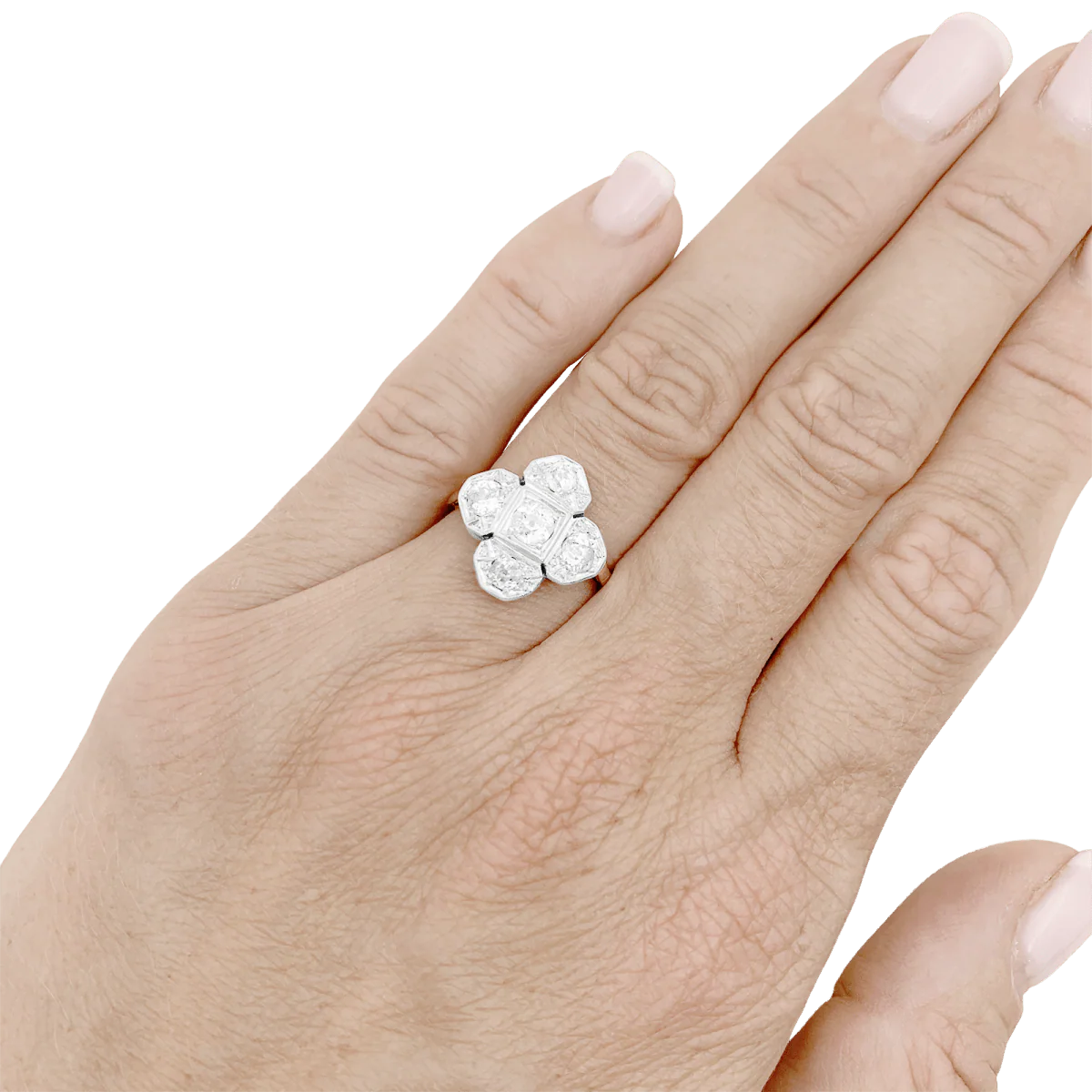 Bague en or jaune, platine et diamants - Image 6